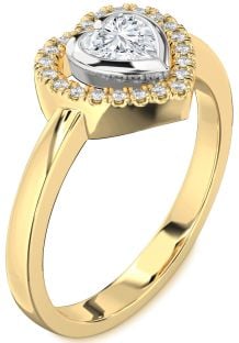 Diamond White Yellow Gold Heart Solitaire Engagement Ring