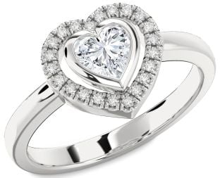 Diamond White Gold Heart Solitaire Engagement Ring