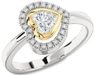 Diamond Platinum & Yellow Gold Heart Solitaire Engagement Ring