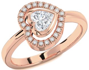 Diamond Rose Gold Heart Solitaire Engagement Ring