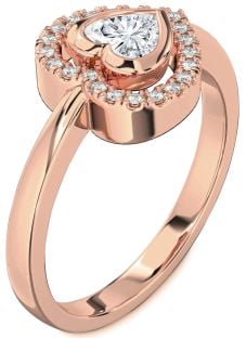 Diamond Rose Gold Heart Solitaire Engagement Ring