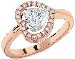 Diamond Platinum & Rose Gold Heart Solitaire Engagement Ring