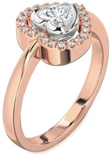 Diamond White Rose Gold Heart Solitaire Engagement Ring
