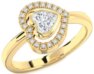Diamond Gold Heart Solitaire Engagement Ring