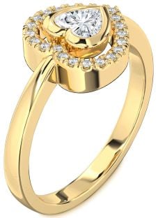 Diamond Gold Heart Solitaire Engagement Ring