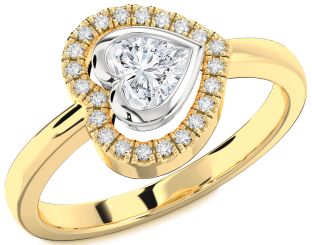 Diamond Platinum & Yellow Gold Heart Solitaire Engagement Ring