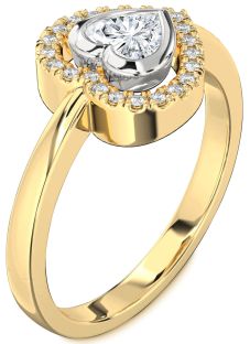 Diamond White Yellow Gold Heart Solitaire Engagement Ring