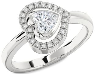Diamond White Gold Heart Solitaire Engagement Ring