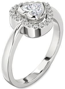 Diamond White Gold Heart Solitaire Engagement Ring