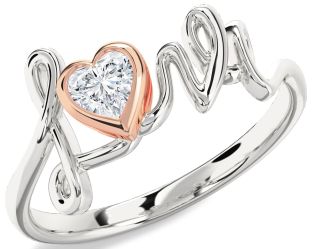 Diamond Platinum & Rose Gold Heart Promise Ring