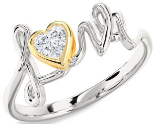 Diamond Platinum & Yellow Gold Heart Promise Ring