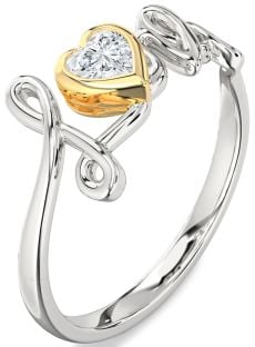 Diamond Platinum & Yellow Gold Heart Promise Ring