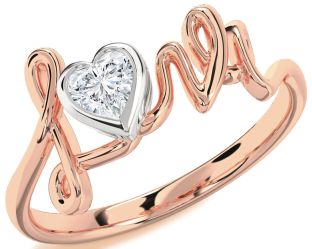 Diamond Platinum & Rose Gold Heart Promise Ring