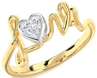 Diamond Platinum & Yellow Gold Heart Promise Ring
