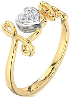 Diamond Platinum & Yellow Gold Heart Promise Ring