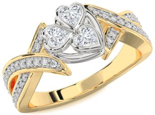 Diamond Platinum & Yellow Gold Heart Three Stone Ring