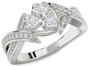 Diamond White Gold Heart Three Stone Ring
