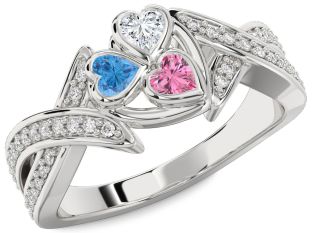 Diamond White Gold Heart Three Stone Mother's Ring