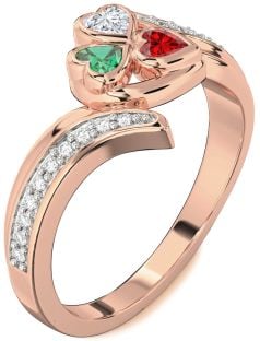 Diamond Rose Gold Heart Three Stone Mother's Ring