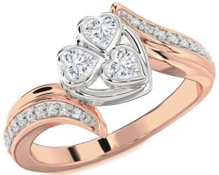 Diamond Platinum & Rose Gold Heart Three Stone Ring