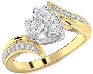 Diamond Platinum & Yellow Gold Heart Three Stone Ring