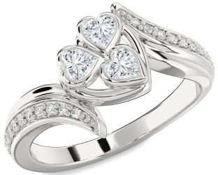 Diamond White Gold Heart Three Stone Ring