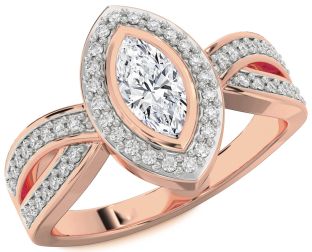 Diamond Rose Gold Halo Marquise Engagement Ring