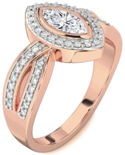 Diamond Rose Gold Halo Marquise Engagement Ring