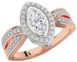 Diamond Platinum & Rose Gold Halo Marquise Engagement Ring