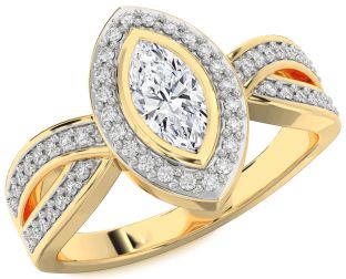 Diamond Gold Halo Marquise Engagement Ring