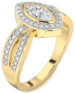 Diamond Gold Halo Marquise Engagement Ring