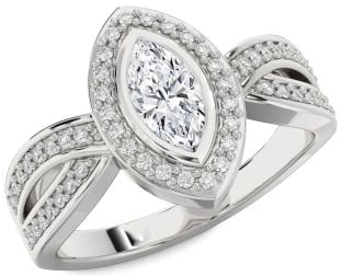 Diamond Platinum Halo Marquise Engagement Ring