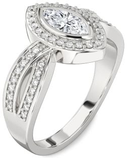 Diamond White Gold Halo Marquise Engagement Ring