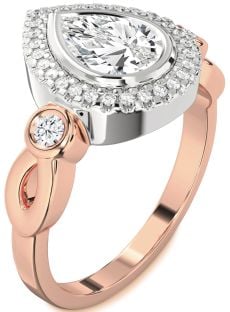 Diamond White Rose Gold Halo Pear Engagement Ring
