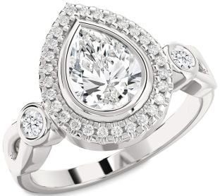 Diamond White Gold Halo Pear Engagement Ring