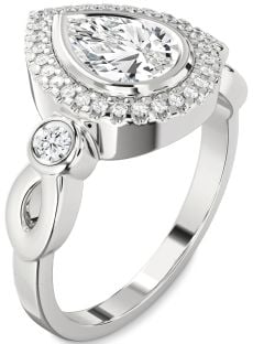 Diamond White Gold Halo Pear Engagement Ring