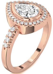Diamond Rose Gold Halo Pear Engagement Ring