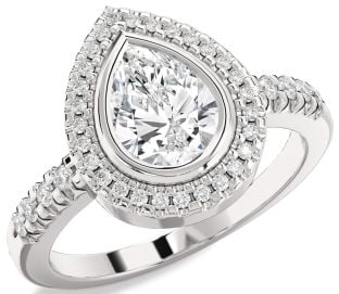 Diamond Platinum Halo Pear Engagement Ring
