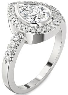 Diamond White Gold Halo Pear Engagement Ring