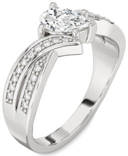 Diamond White Gold Pear Solitaire Engagement Ring