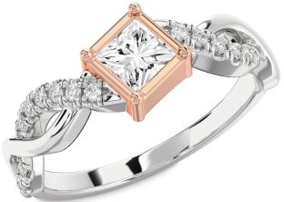 Diamond Platinum & Rose Gold Princess Promise Ring