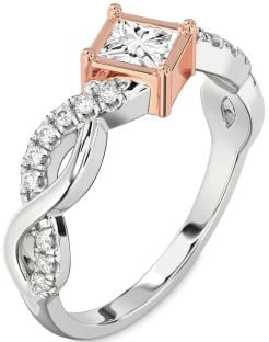 Diamond Platinum & Rose Gold Princess Promise Ring