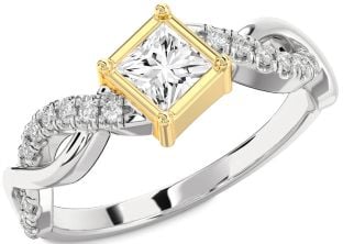 Diamond Platinum & Yellow Gold Princess Promise Ring
