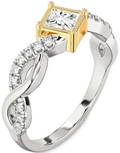Diamond Silver & 10K gold Princess Promise Ring