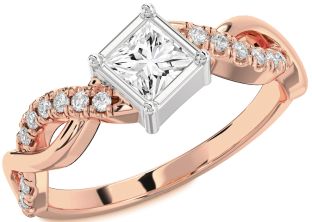Diamond Platinum & Rose Gold Princess Promise Ring