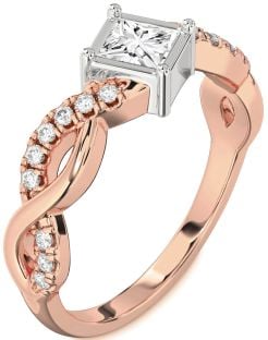 Diamond Platinum & Rose Gold Princess Promise Ring
