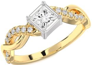 Diamond Platinum & Yellow Gold Princess Promise Ring