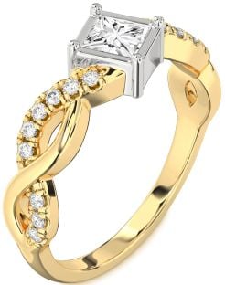 Diamond Platinum & Yellow Gold Princess Promise Ring