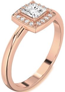 Diamond Rose Gold Halo Princess Engagement Ring