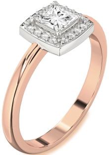 Diamond White Rose Gold Halo Princess Engagement Ring